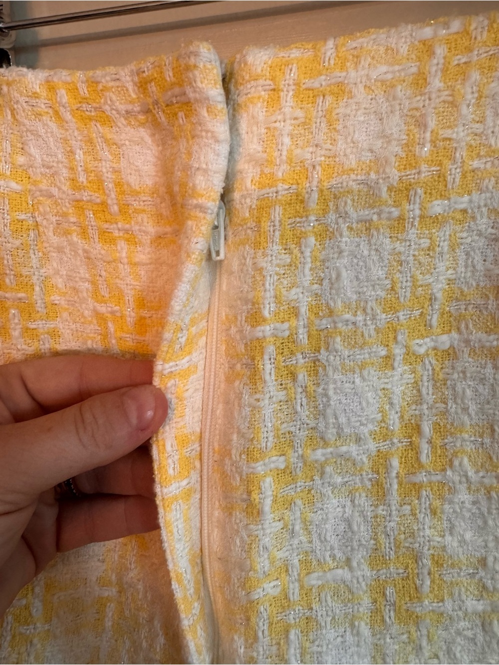 Veronica Beard Yellow and White Tweed High-Waist Shorts - Picture 3 of 8